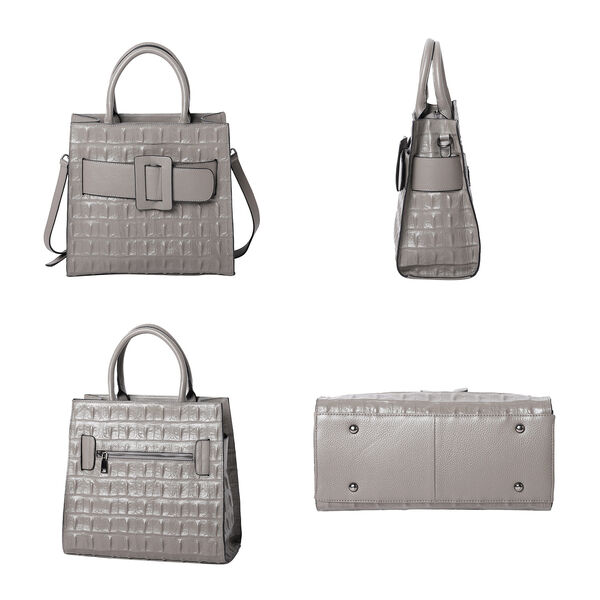 Crossbody Tasche aus echtem Leder mit Rei&szlig;verschluss und mehreren Taschen, Gr&ouml;&szlig;e 31x15x30 cm, Hellgrau image number 3