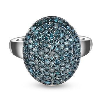 Blauer Diamant-Ring, 925 Silber platiniert (Gr&ouml;&szlig;e 16.00) ca. 1.00 ct