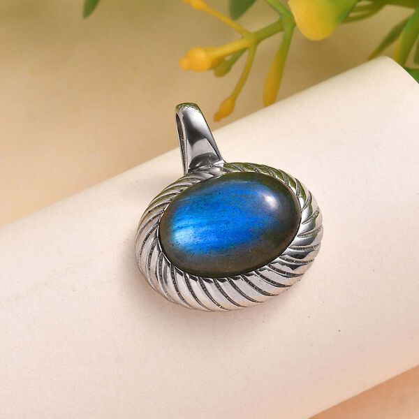 Labradorit Anhänger  Edelstahl ca. 6.63 ct image number 2