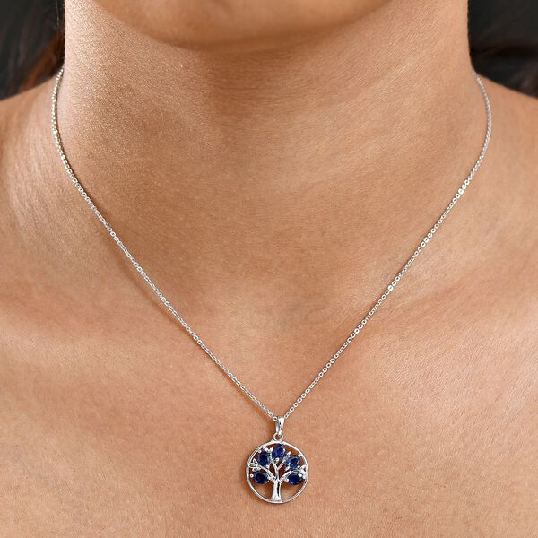 D'Joy Masoala Saphir (Fissure gefüllt) Schmuckset ca. 50 cm 925 Silber rhodiniert ca. 1,50 ct. image number 3