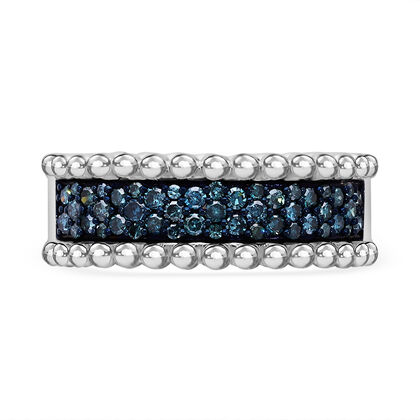 Blauer Diamant Ring 925 Silber platiniert (Gr&ouml;&szlig;e 17.00) ca. 0.50 ct