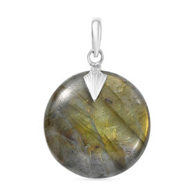 Feuer Labradorit Anhänger 925 Silber ca. 35,20 ct.