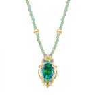 D joy Pfau Quarz Triplette, Peridot Halskette ca. 45 cm 925 Silber Rhodiniert und 750 Gelbgold Vermeil ca. 32,48 ct.