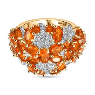 D'Joy AAA Blaze Feueropal Ring 925 Silber 750 Gelbgold Vermeil (Größe 18.00) ca. 3,29 ct D'Joy AAA Blaze Feueropal Ring 925 Silber 750 Gelbgold Vermeil (Größe 18.00) ca. 3,29 ct