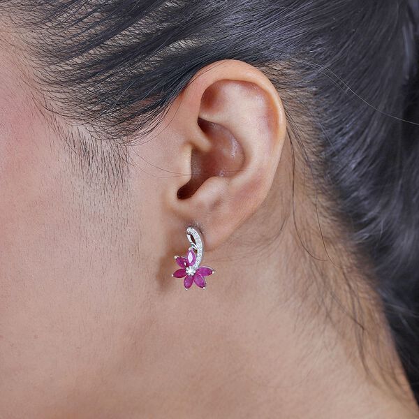 2,71 ct. afrikanische Rubin und Zirkon Ohrringe image number 3