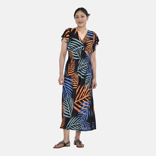 Maxikleid mit gesmokter Taille und Flatterärmeln, One Size, schwarz image number 0