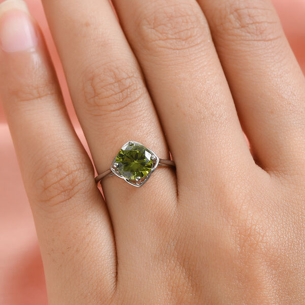 LUSTRO STELLA Peridot Zirkonia Ring 925 Silber platiniert  ca. 3,35 ct image number 3