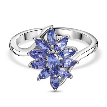 Tansanit-Ring, 925 Silber platiniert (Gr&ouml;&szlig;e 16.00) ca. 0,86 ct