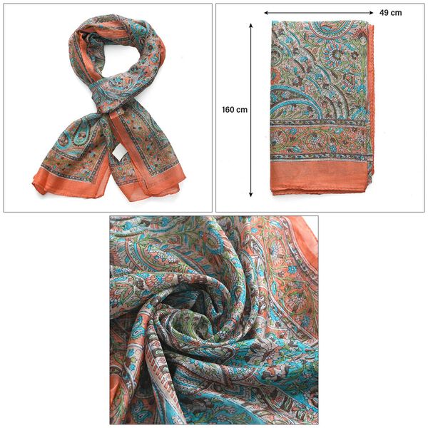 Geschmeidiger Luxuriöser 100% Seidenschal, orange image number 5