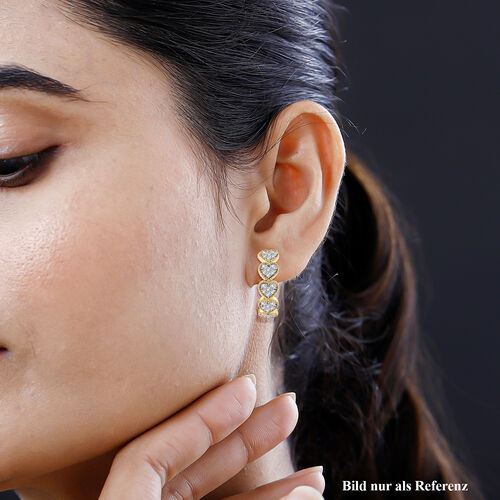 LUXURIANT DIAMOND- SGL zertifizierte SI-GH Labor Diamant Ohrringe, 925 Silber 750 Gelbgold Vermeil - 1,50 ct. image number 2