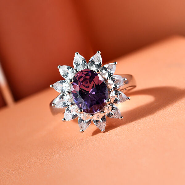Amethyst und wei&szlig;er Zirkonia-Ring, reines Ionenbeschichtetes Messing  ca. 7,26 ct image number 2