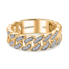 LUXURIANT DIAMOND - Lab Grown Diamant SI Ring, 925 Silber 750 Gelbgold Vermeil (Größe 20.00) ca. 0.24 ct