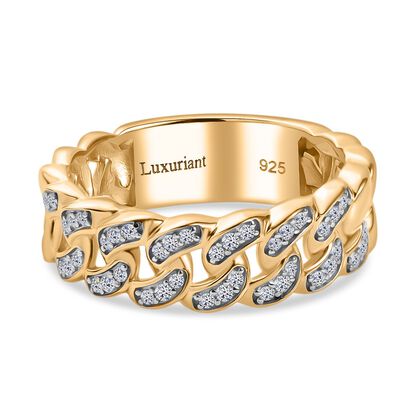 LUXURIANT DIAMOND - Lab Grown Diamant SI-GH Ring, 925 Silber 750 Gelbgold Vermeil (Gr&ouml;&szlig;e 17.00) ca. 0.24 ct