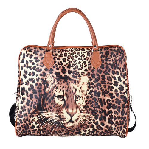 Safari Tasche, Leopardenmuster, braun image number 0