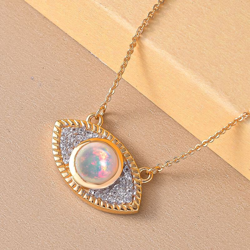 Natürliche, äthiopische Opal und Zirkon böse Auge Halskette in