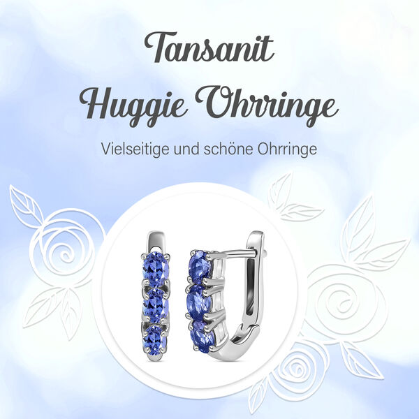 Tansanit Trilogie Huggie Ohrringe - 1,10 ct. image number 6