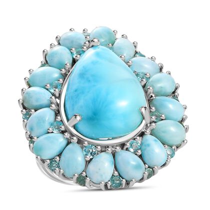 D&rsquo;joy AA Larimar Ring 925 Silber rhodiniert (Gr&ouml;&szlig;e 18.00) ca. 21,89 ct