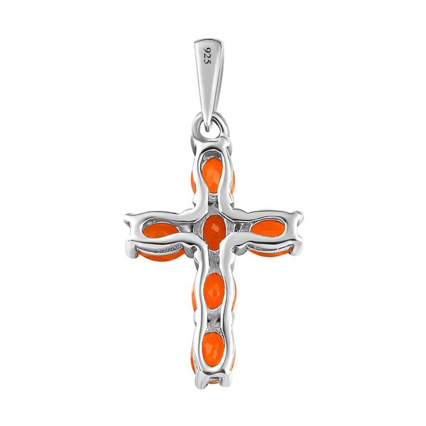 Salamanca Feueropal-Kreuz-Anh&auml;nger, 925 Silber platiniert, 0,71 ct. image number 5