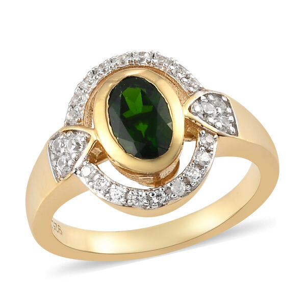 Nat&uuml;rlicher Chromdiopsid und Zirkon Ring 925 Silber vergoldet  ca. 1,18 ct image number 4