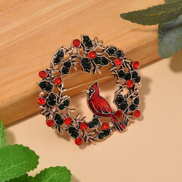 Roter Kristall, Neongrüner Kristall Brosche Std Gelb image number 2