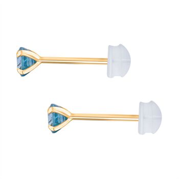 AAA blaue Zirkon Ohrringe in 375 Gold - 1,58 ct.