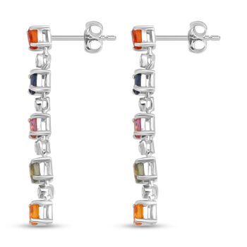 D'Joy AA Mehrfarbig Saphir, Blauer Saphir Ohrringe 925 Silber rhodiniert ca. 2.51 ct