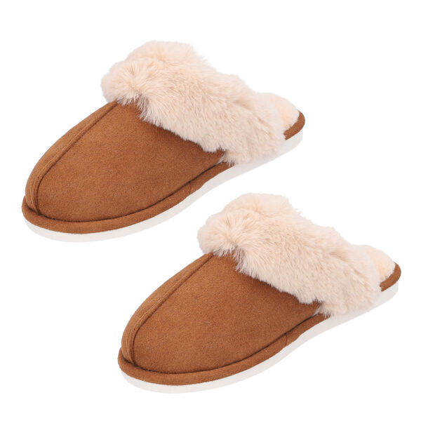 Superweiche Wildleder Kunstfell Hausschuhe, Gr&ouml;&szlig;e 36-37, Hellbraun image number 3