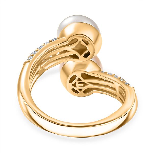 EVER TRUE Wei&szlig;e S&uuml;&szlig;wasser Perle (7.5-8 mm), Pfirsich-S&uuml;&szlig;wasser Perle (7.5-8mm) Ring Nickelfreies Messing image number 6