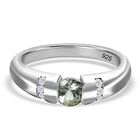 Grüner Tansanit, weißer Zirkon Ring 925 Silber platiniert (Größe 19.00) ca. 0.73 ct