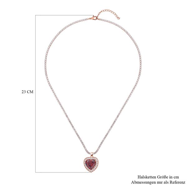 Granat Zirkonia Herz-Halskette 50 cm ca. 13,00 ct image number 4