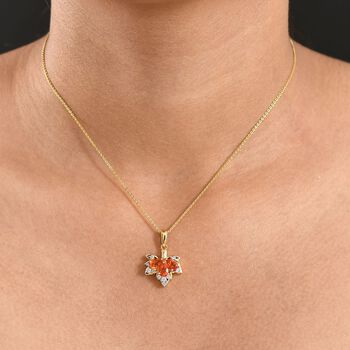 D'Joy AAA Blaze Feueropal und Zirkon Anh&auml;nger mit 50cm Kette - 1 ct.