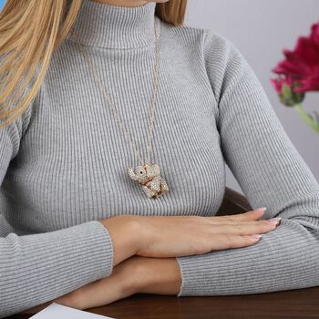 Wei&szlig;er Kristall-Elefant-Anh&auml;nger mit Kette, 60 cm