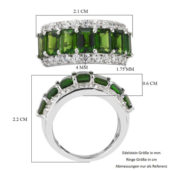 Natürlicher Chromdiopside und Zirkon Ring 925 Silber platiniert  ca. 5,09 ct image number 6