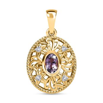 AA Nat&uuml;rlicher Tansanischer Lavendel-Spinell, Wei&szlig;er Zirkon Anh&auml;nger 925 Silber vergoldet ca. 0.62 ct