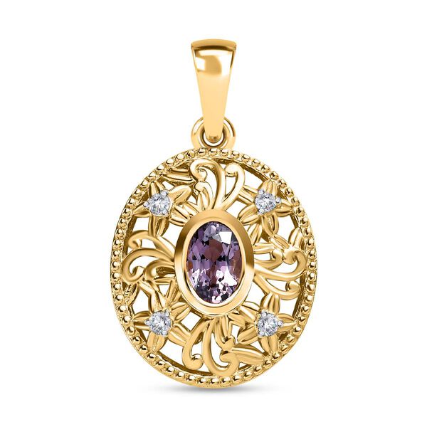 AA Natürlicher Tansanischer Lavendel-Spinell, Weißer Zirkon Anhänger 925 Silber vergoldet ca. 0.62 ct image number 0