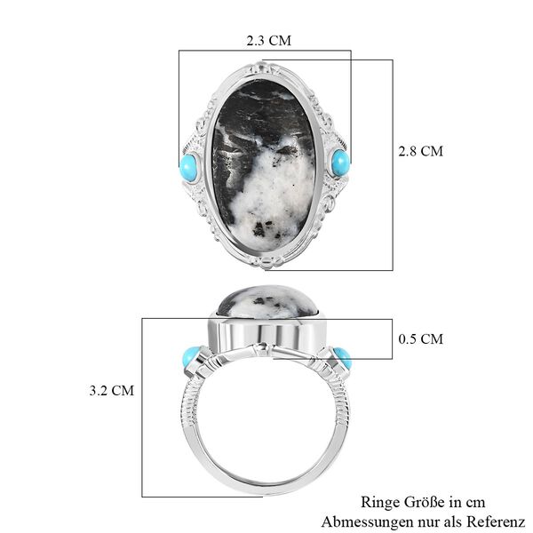 Weißer Büffel und Sleeping Beauty Türkis-Ring - 12,84 ct. image number 6