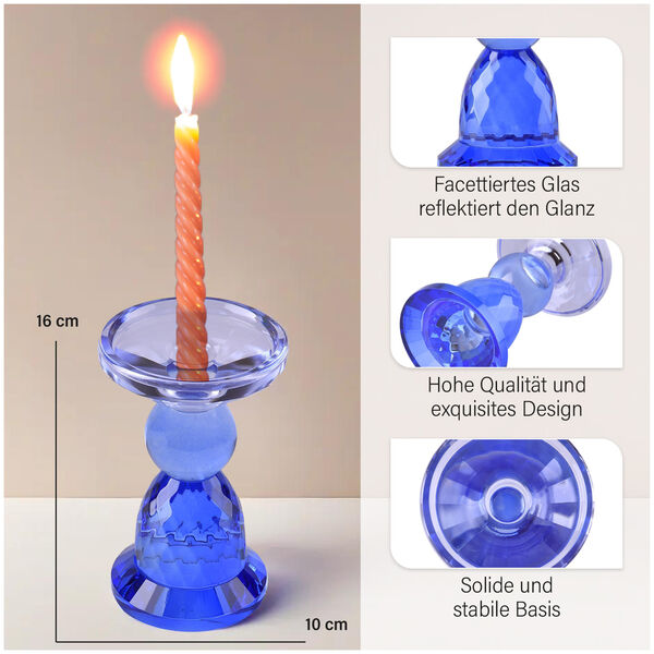 Kerzenhalter aus Glas, Hell- und Dunkelblau image number 6