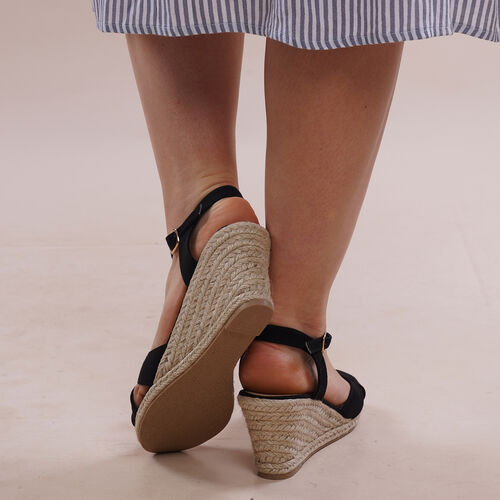LA MAREY: Espadrilles mit Keilabsatz, Schwarz image number 0