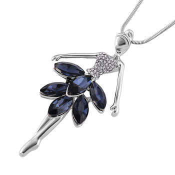 Blau Kristall, Wei&szlig;er Kristall Anh&auml;nger mit Kette ca. 63.5 cm + 5 cm Extender