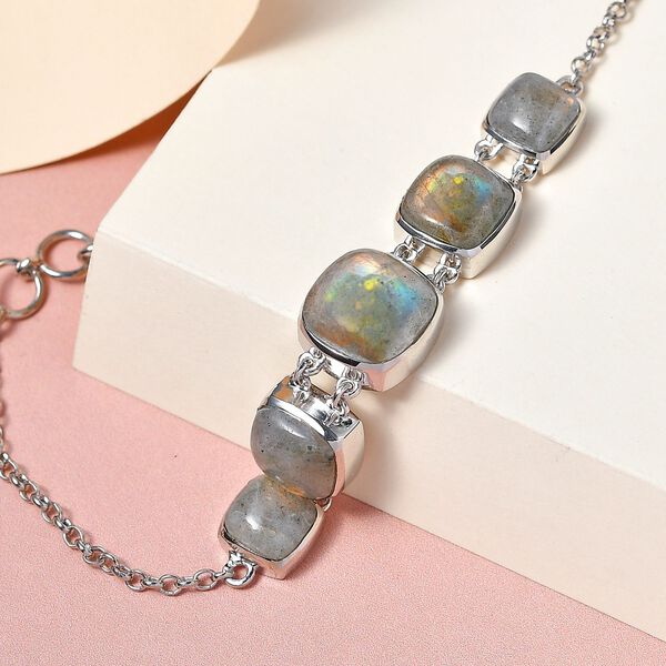 Feuer Labradorit Armband, ca. 19 cm, 925 Silber platiniert ca. 26.11 ct image number 2