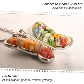 Schmetterlings-Anh&auml;nger mit 60cm Kette im Murano-Stil