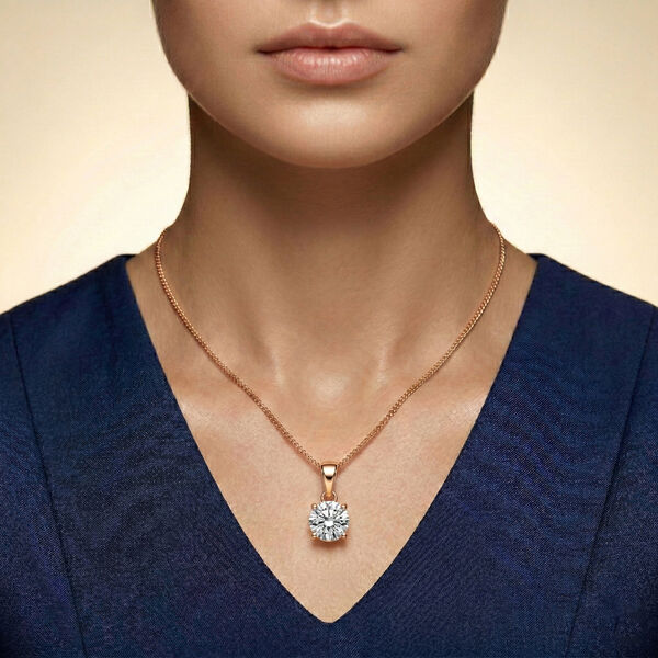 D'Joy 120 Facetten Moissanit Anh&auml;nger 925 Silber ros&eacute;vergoldet ca. 0.78 ct image number 2