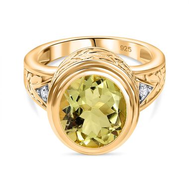 AAA Ouro Verde Quarz und Zirkon Ring, ca. 4,48 ct.