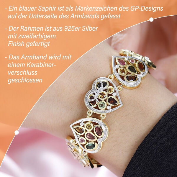 GP Heart Kollektion - AA mehrfarbiges Turmalin, Zirkon und blaues Saphir-Armband, 19cm - 10,15 ct. image number 3