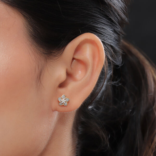 Diamant Ohrringe 925 Silber vergoldet ca. 0,15 ct image number 3