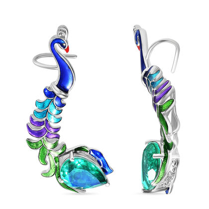 EVER TRUE Pfau Quarz Triplette Ohrringe Nickelfreies Messing, Emailliert, ca. 10,57 ct.