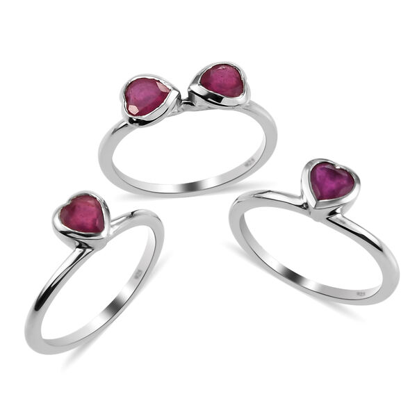 3er-Set - afrikanischer Rubin-Stacking-Ring in Silber, 2,87 ct. image number 4