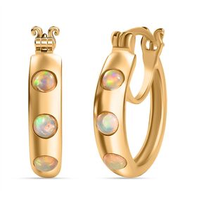 AA natürlicher, äthiopischer Welo Opal Ohrringe, 925 Silber vergoldet -  0,49 ct.