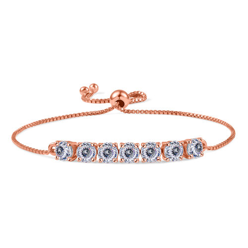 D’joy 100 Facetten Moissanit Armband ca. 19 cm 925 Silber 750 Roségold Vermeil ca. 3.38 ct image number 0