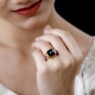 Rauchquarz und weißer Zirkon Ring, 925 Silber vergoldet (Größe 17.00) ca. 10.71 ct image number 2